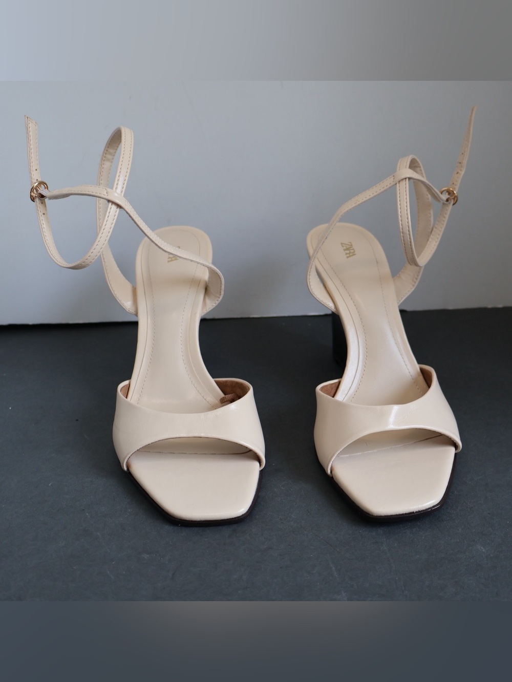 Zara Beige Wedge Sandals with Ankle Strap Size EU 39 - Picture 3 of 8